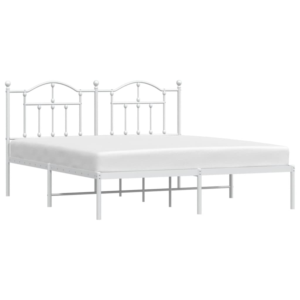 Cadre de lit métal sans matelas et tête de lit blanc 180x200 cm - XIOS