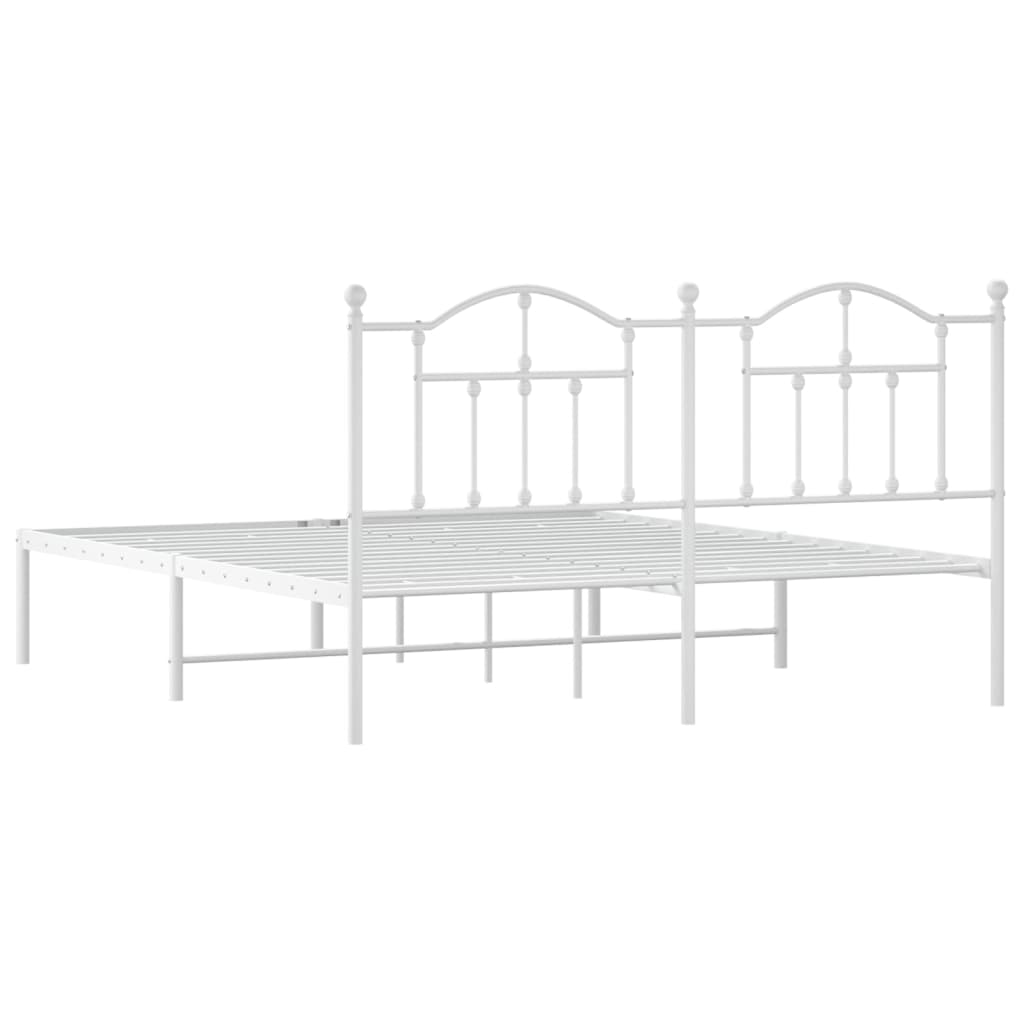 Cadre de lit métal sans matelas et tête de lit blanc 180x200 cm - XIOS