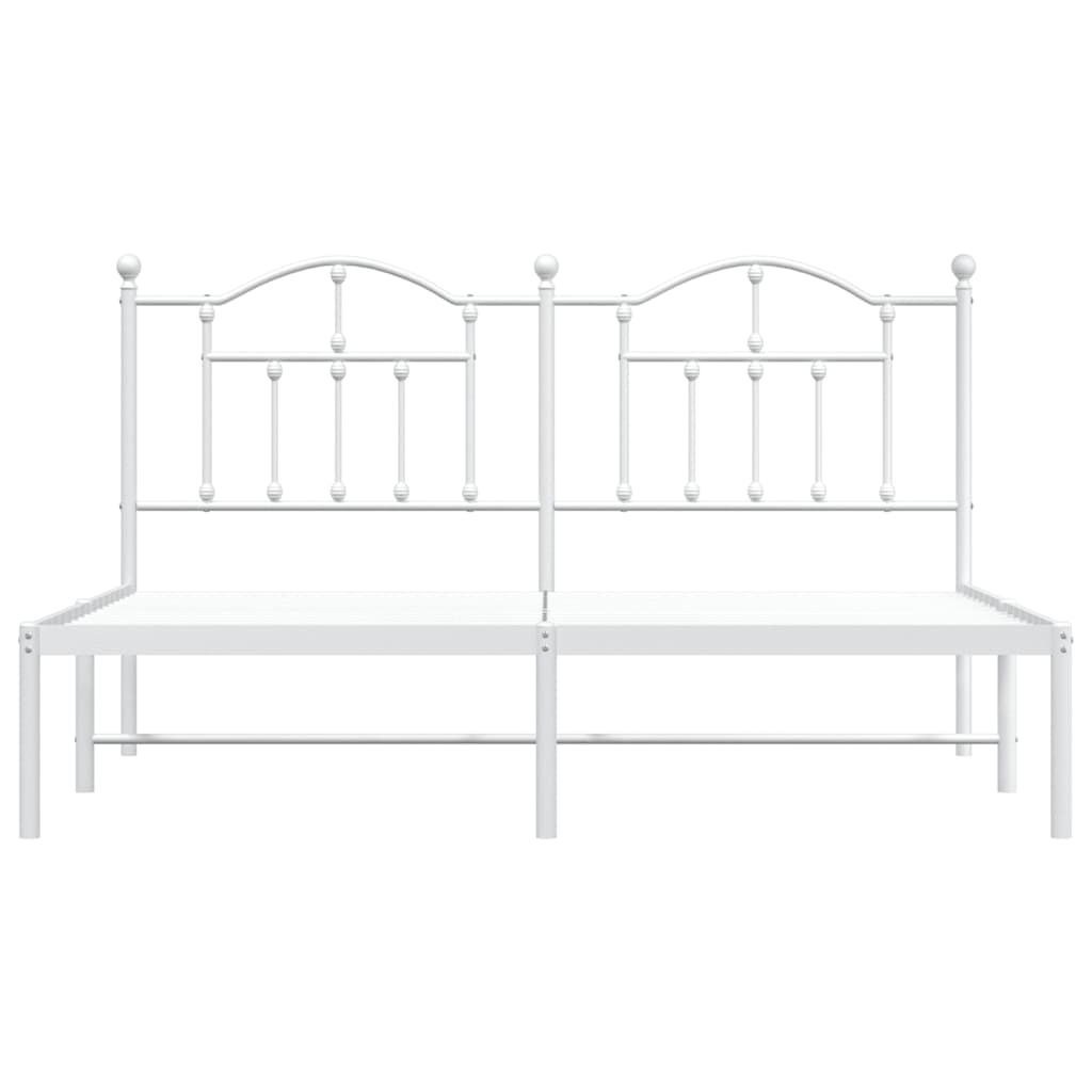 Cadre de lit métal sans matelas et tête de lit blanc 183x213 cm - XIOS
