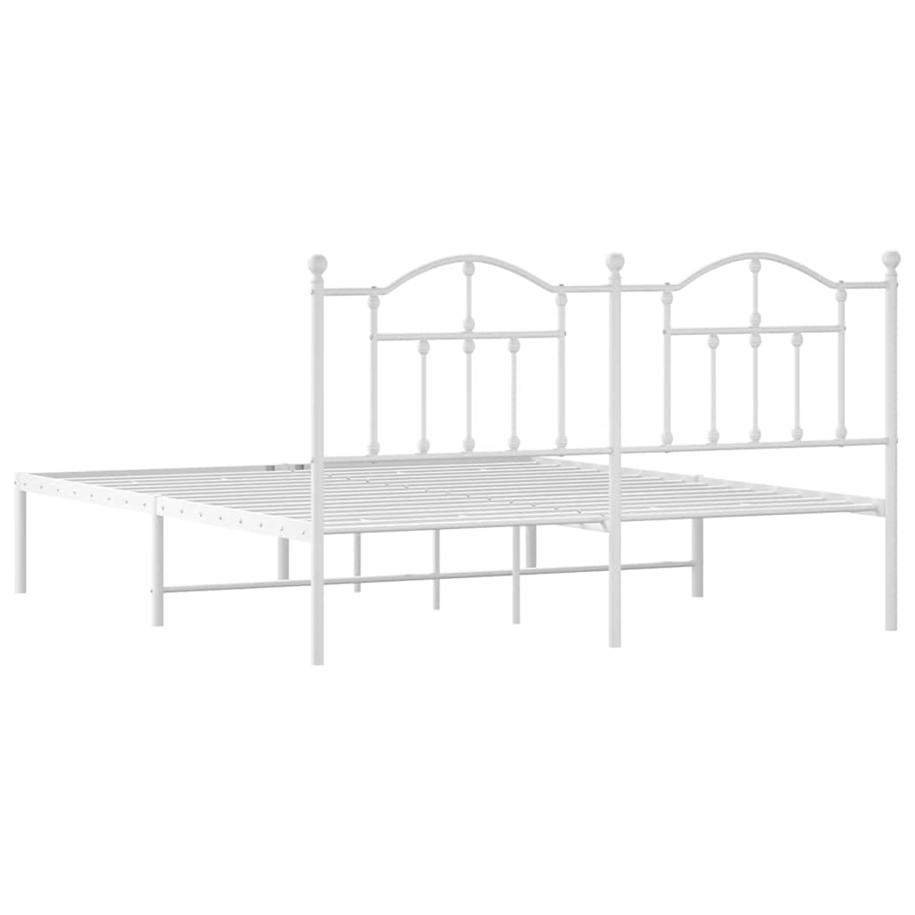 Cadre de lit métal sans matelas et tête de lit blanc 183x213 cm - XIOS