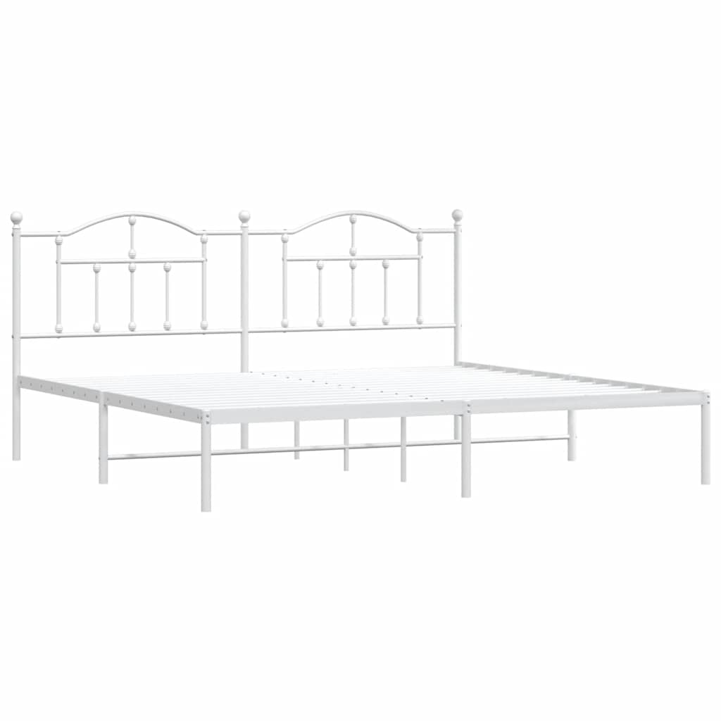 Cadre de lit métal sans matelas et tête de lit blanc 193x203 cm - XIOS