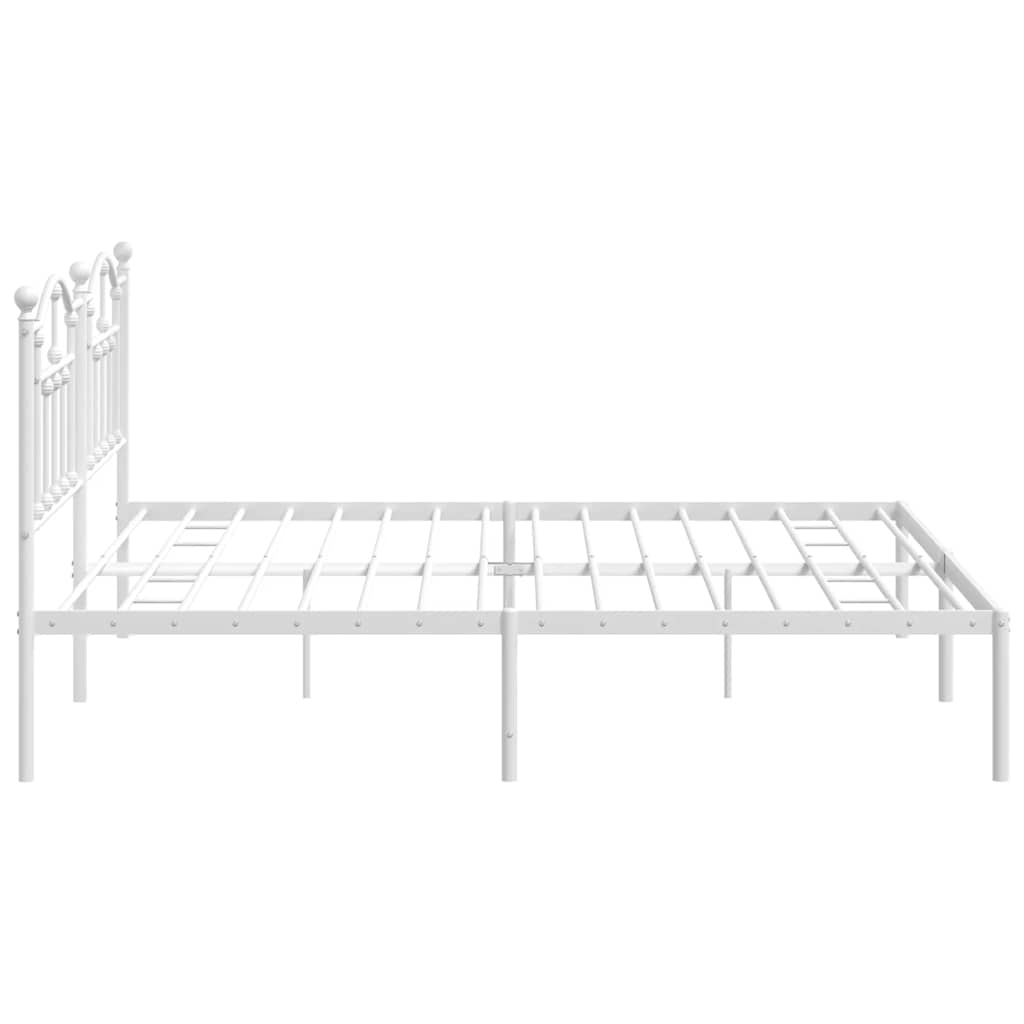 Cadre de lit métal sans matelas et tête de lit blanc 193x203 cm - XIOS