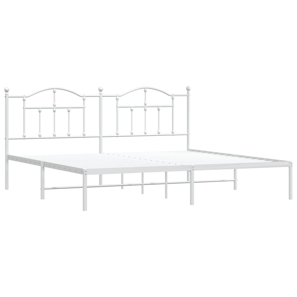 Cadre de lit métal sans matelas et tête de lit blanc 200x200 cm - XIOS