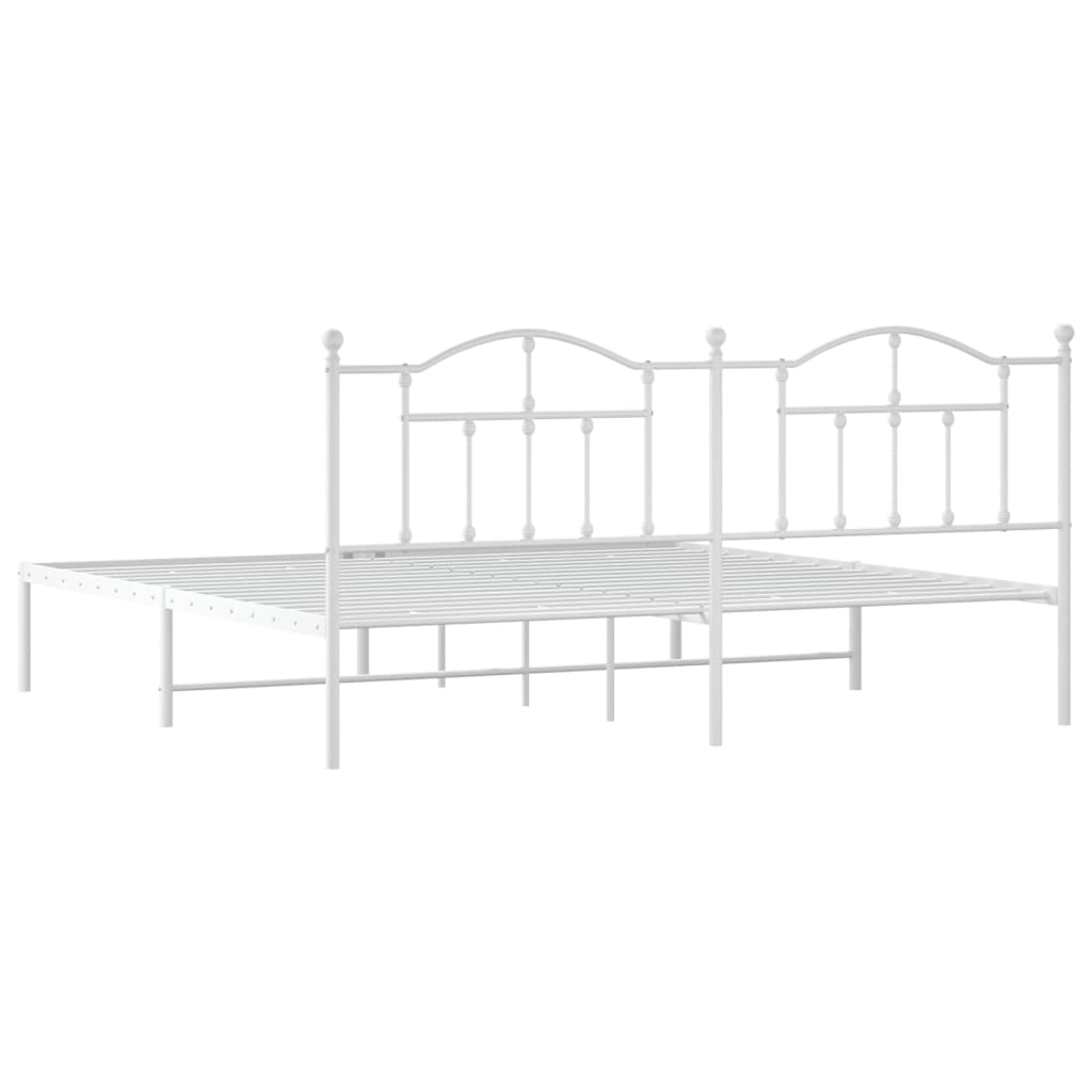 Cadre de lit métal sans matelas et tête de lit blanc 200x200 cm - XIOS