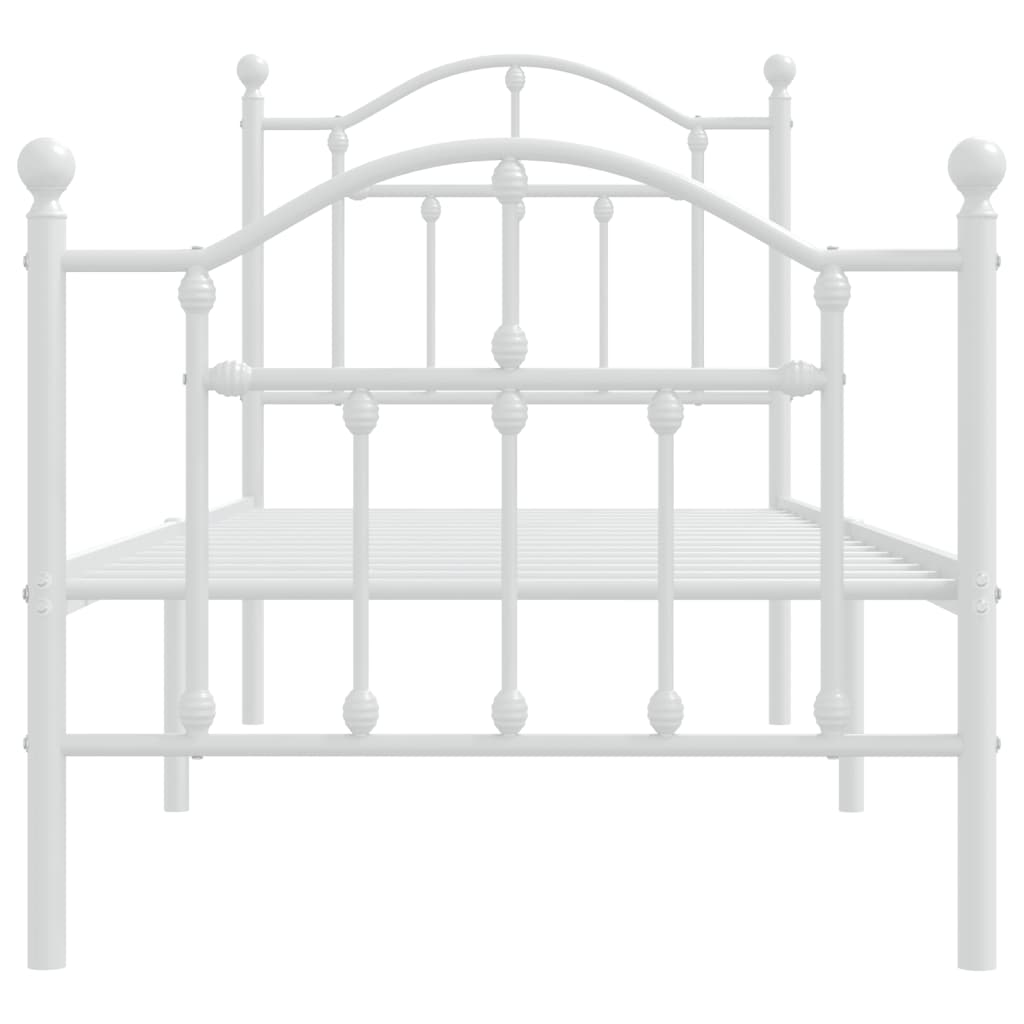 Cadre de lit métal sans matelas avec pied de lit blanc 75x190cm - XIOS