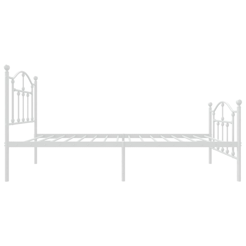 Cadre de lit métal sans matelas avec pied de lit blanc 75x190cm - XIOS