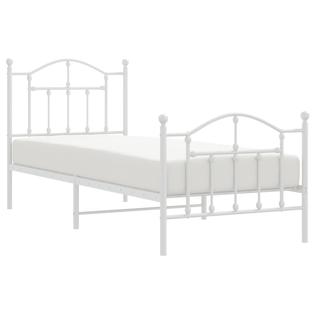 Cadre de lit métal sans matelas avec pied de lit blanc 80x200cm - XIOS