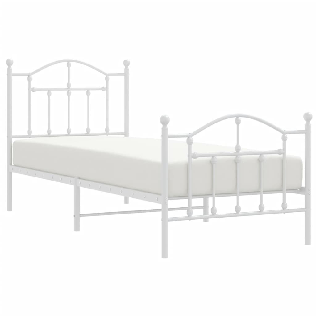Cadre de lit métal sans matelas avec pied de lit blanc 90x200cm - XIOS