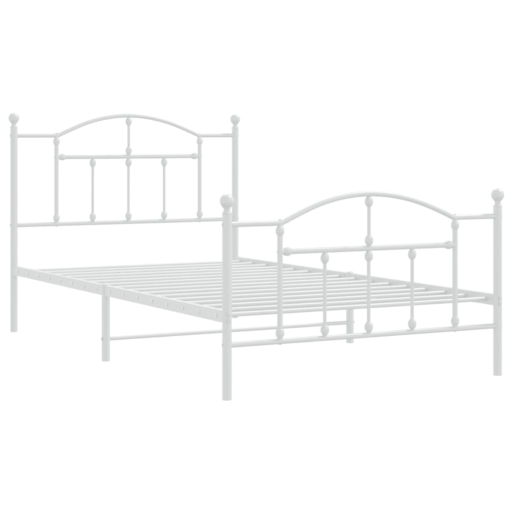 Cadre de lit métal sans matelas et pied de lit blanc 100x200 cm - XIOS