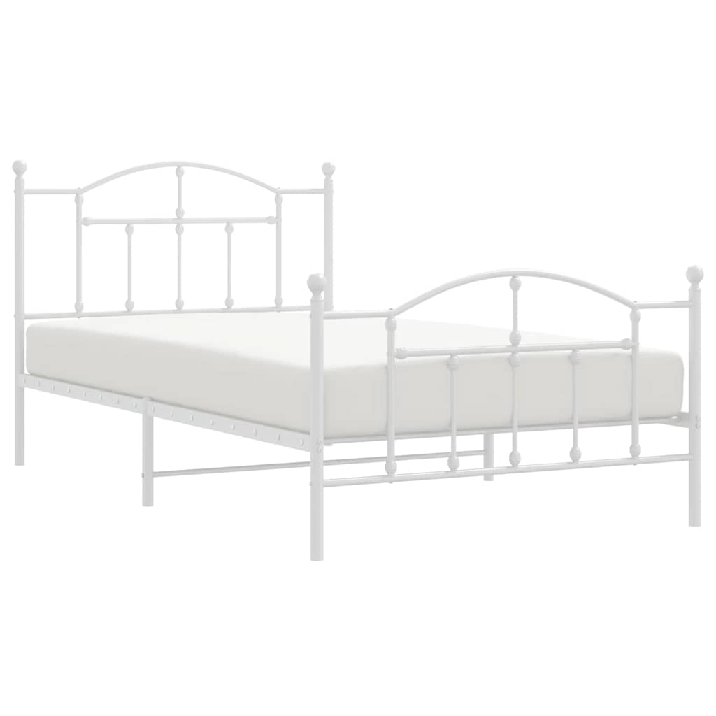 Cadre de lit métal sans matelas et pied de lit blanc 100x200 cm - XIOS