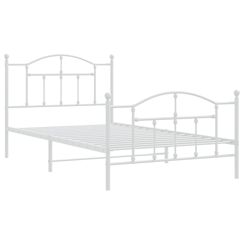 Cadre de lit métal sans matelas et pied de lit blanc 107x203 cm - XIOS