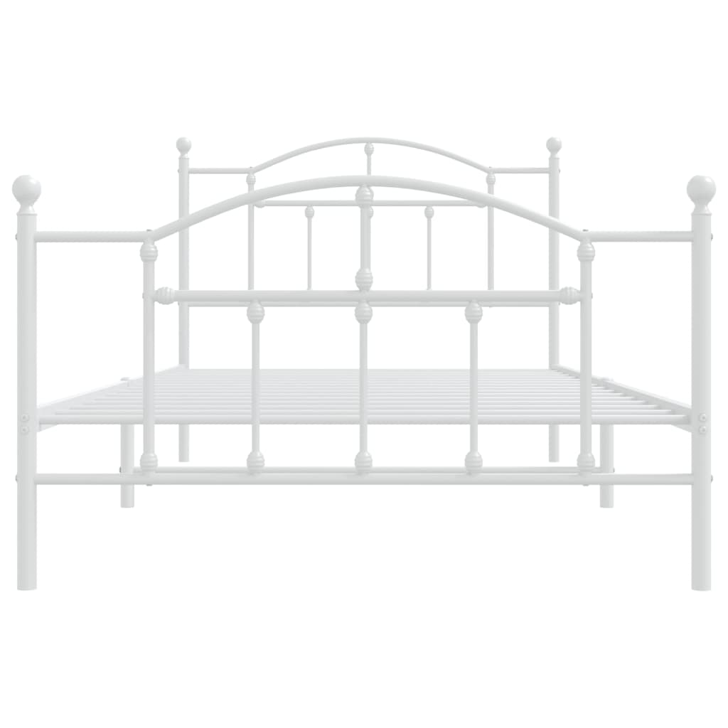 Cadre de lit métal sans matelas et pied de lit blanc 107x203 cm - XIOS