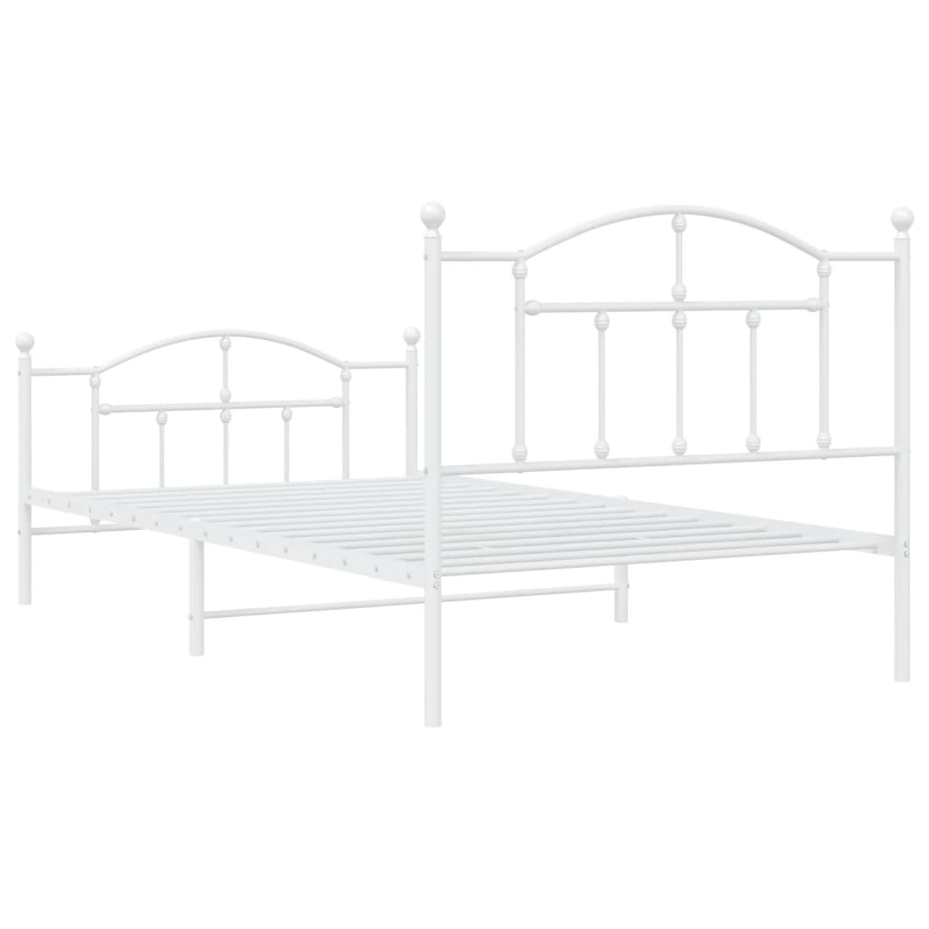 Cadre de lit métal sans matelas et pied de lit blanc 107x203 cm - XIOS