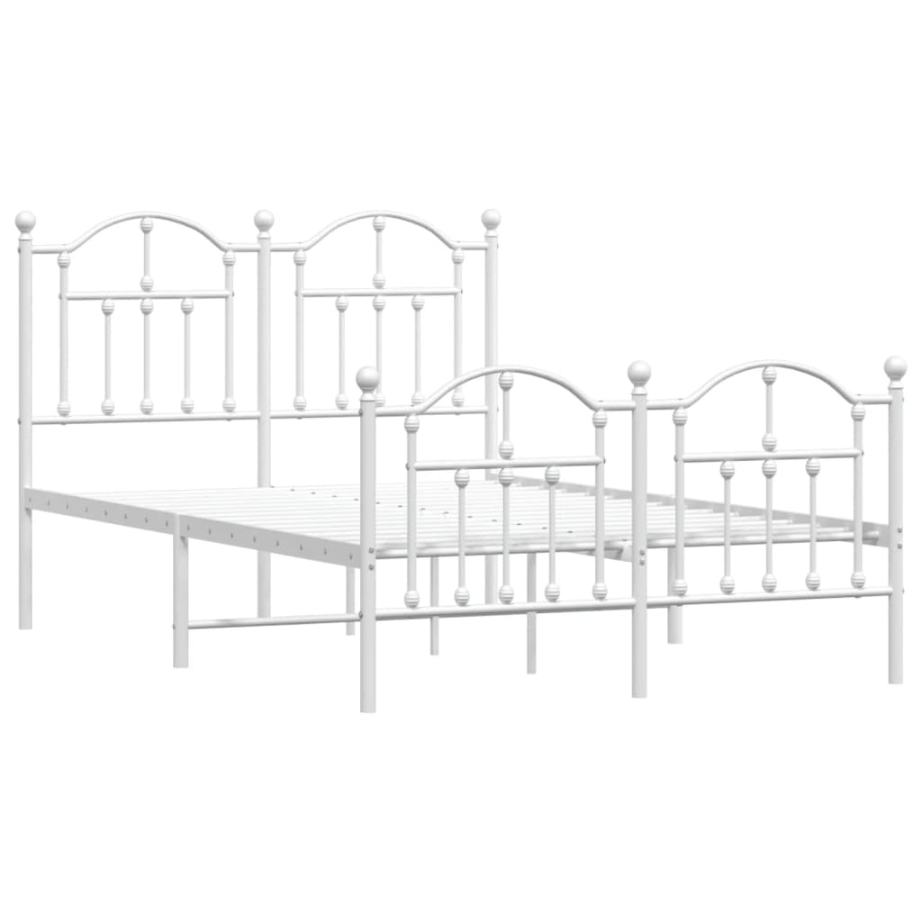 Cadre de lit métal sans matelas et pied de lit blanc 120x190 cm - XIOS