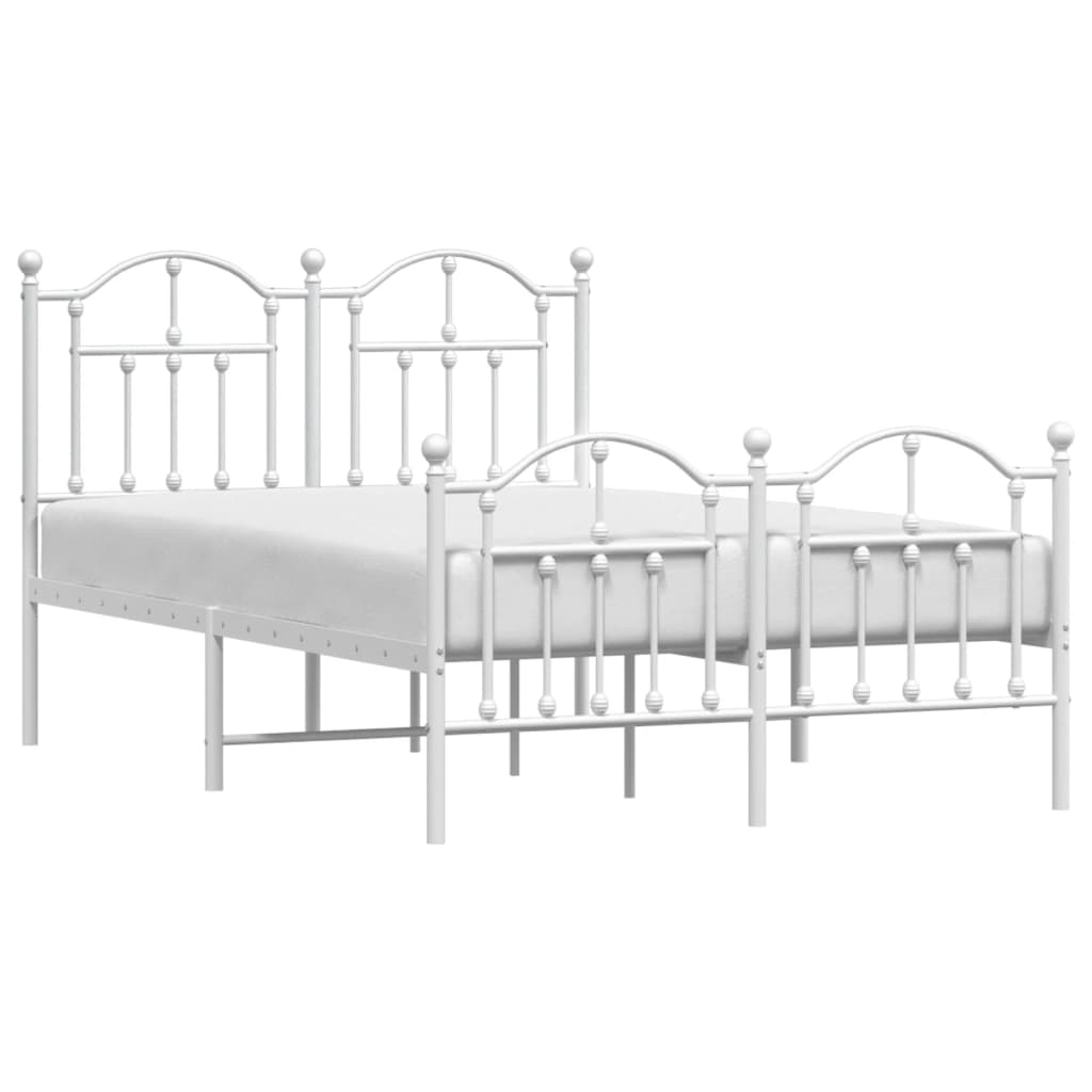 Cadre de lit métal sans matelas et pied de lit blanc 120x190 cm - XIOS