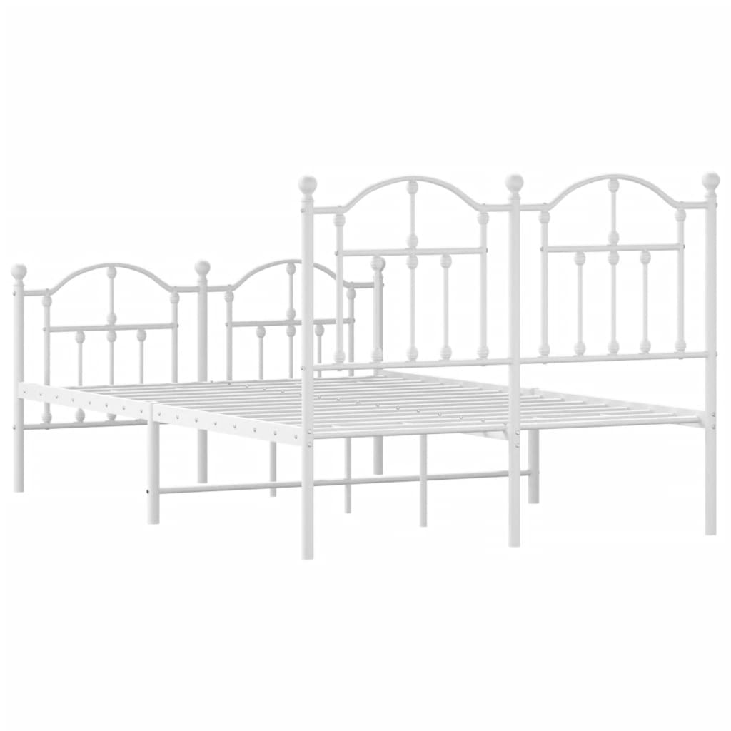 Cadre de lit métal sans matelas et pied de lit blanc 120x190 cm - XIOS
