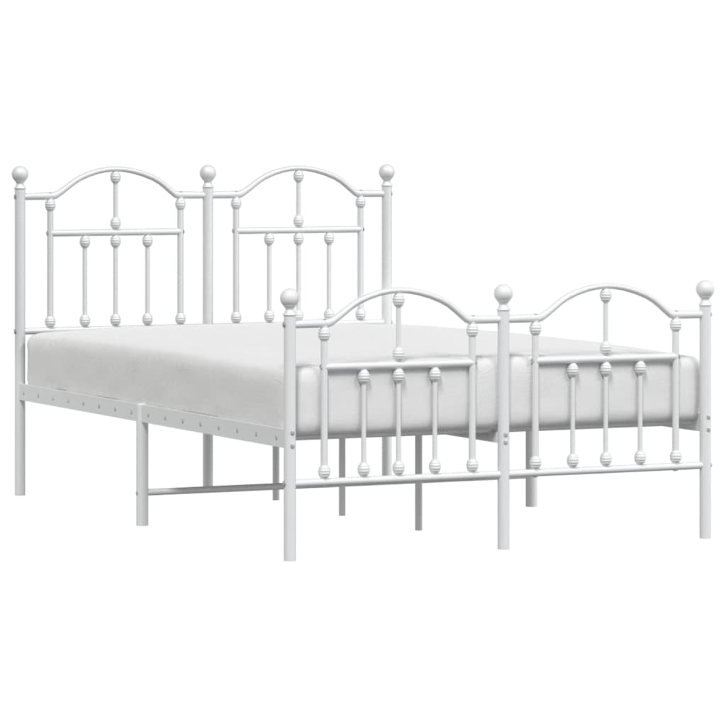 Cadre de lit métal sans matelas et pied de lit blanc 120x200 cm - XIOS