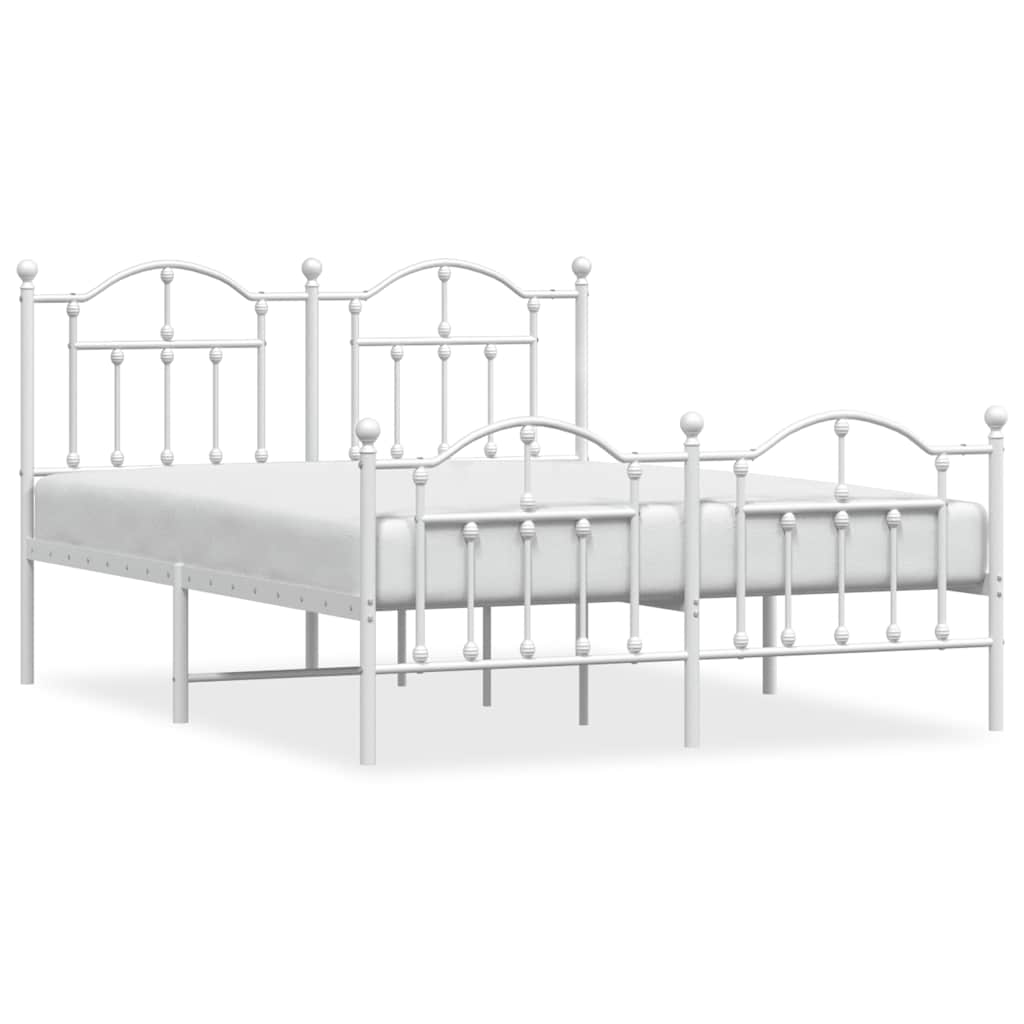 Cadre de lit métal sans matelas et pied de lit blanc 135x190 cm - XIOS