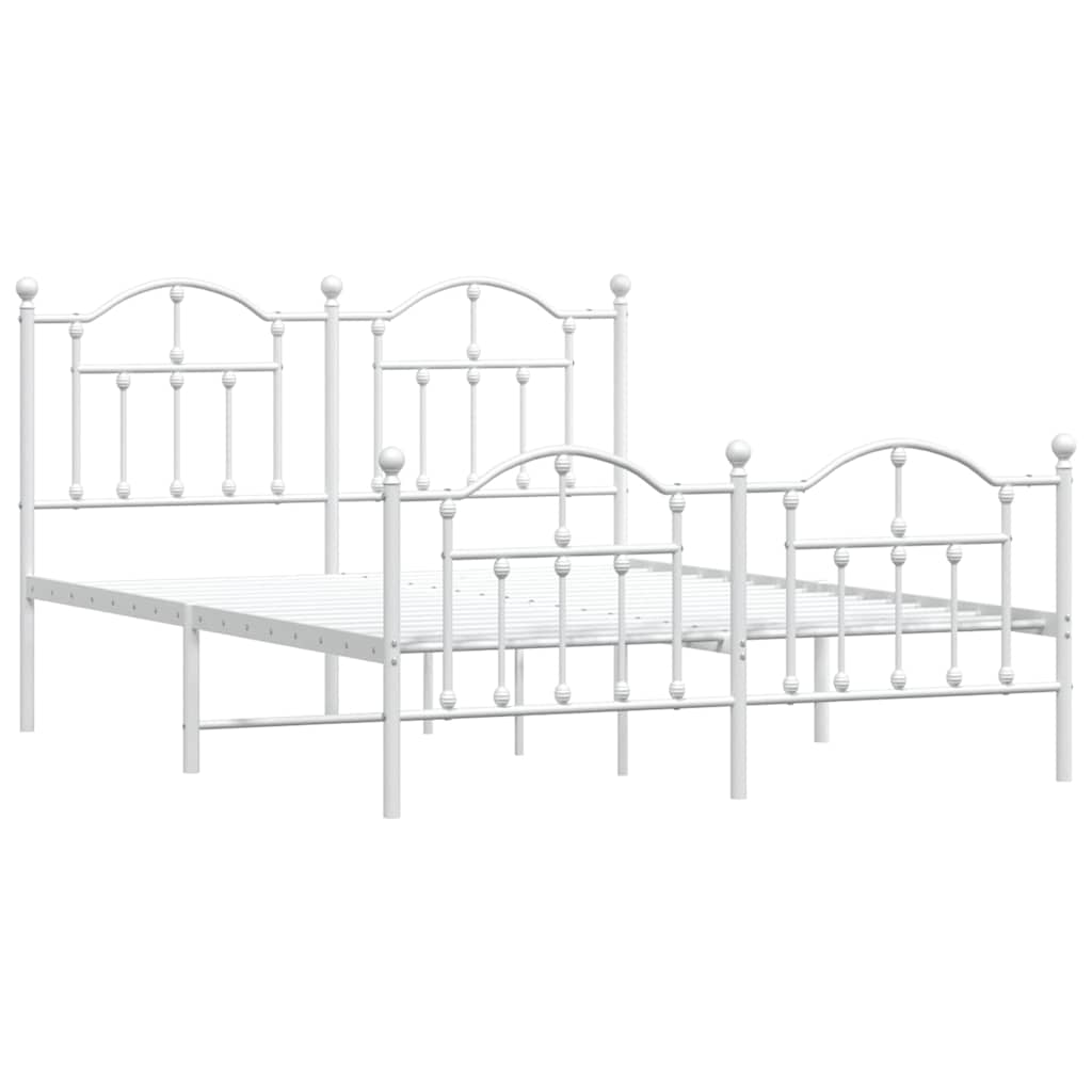 Cadre de lit métal sans matelas et pied de lit blanc 135x190 cm - XIOS