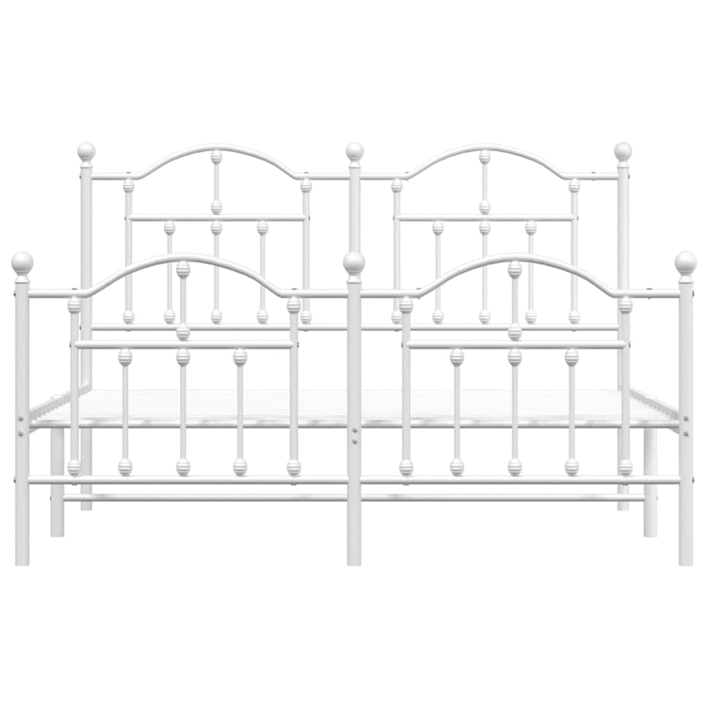 Cadre de lit métal sans matelas et pied de lit blanc 135x190 cm - XIOS
