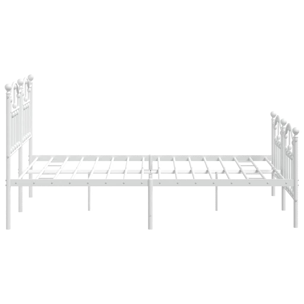 Cadre de lit métal sans matelas et pied de lit blanc 135x190 cm - XIOS