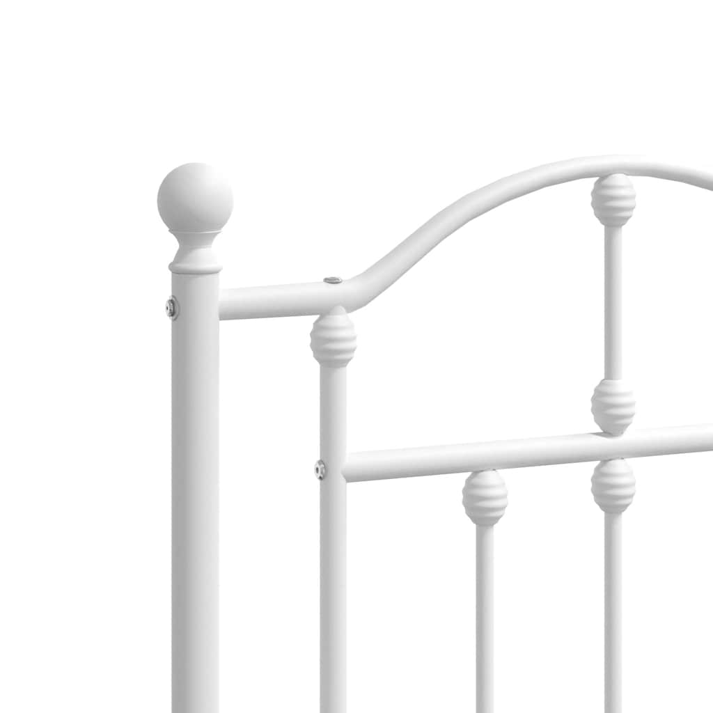 Cadre de lit métal sans matelas et pied de lit blanc 135x190 cm - XIOS