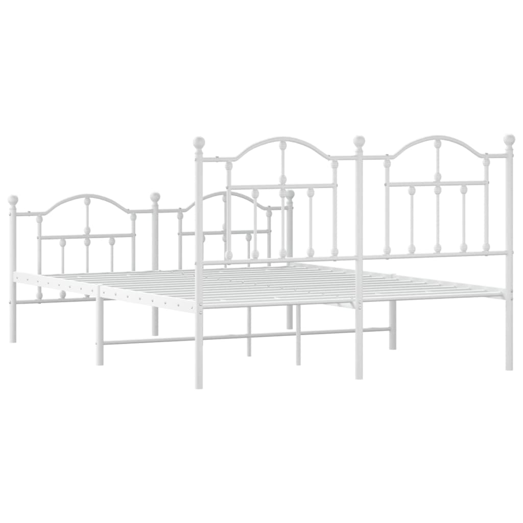 Cadre de lit métal sans matelas et pied de lit blanc 140x190 cm - XIOS