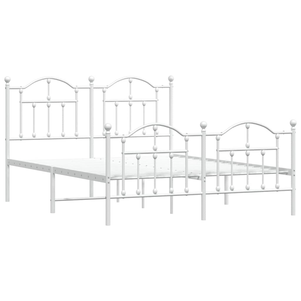 Cadre de lit métal sans matelas et pied de lit blanc 150x200 cm - XIOS