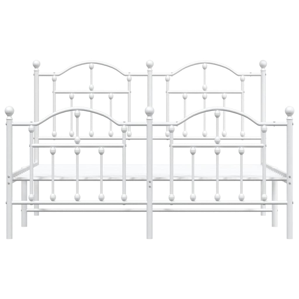 Cadre de lit métal sans matelas et pied de lit blanc 150x200 cm - XIOS