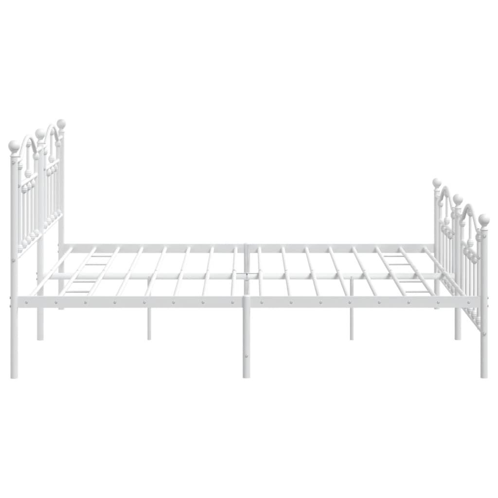 Cadre de lit métal sans matelas et pied de lit blanc 200x200 cm - XIOS