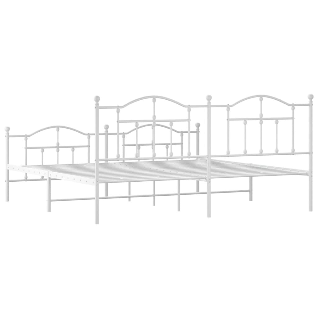 Cadre de lit métal sans matelas et pied de lit blanc 200x200 cm - XIOS