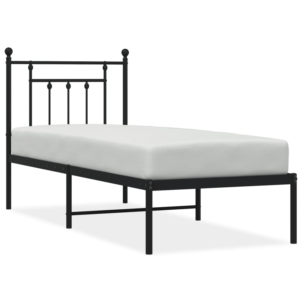 Cadre de lit métal sans matelas avec tête de lit noir 75x190 cm - XIOS