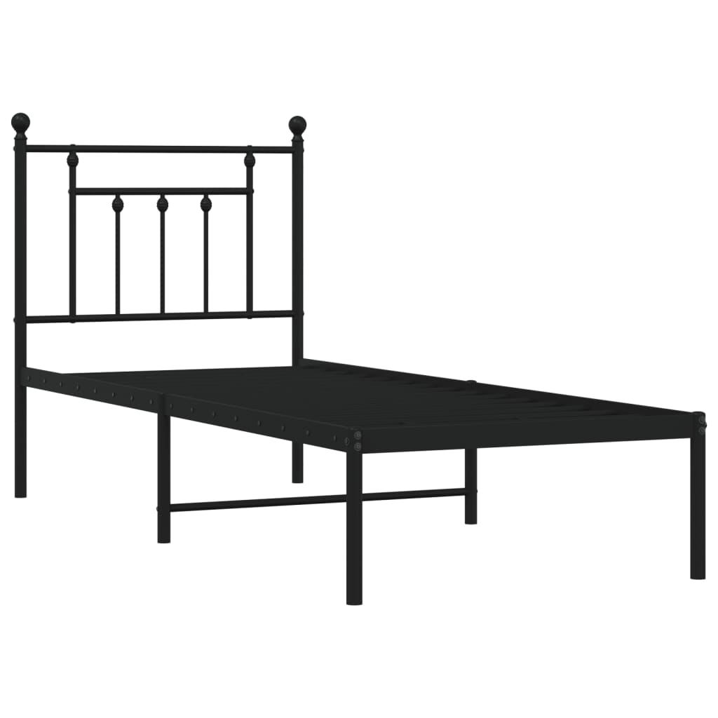 Cadre de lit métal sans matelas avec tête de lit noir 75x190 cm - XIOS