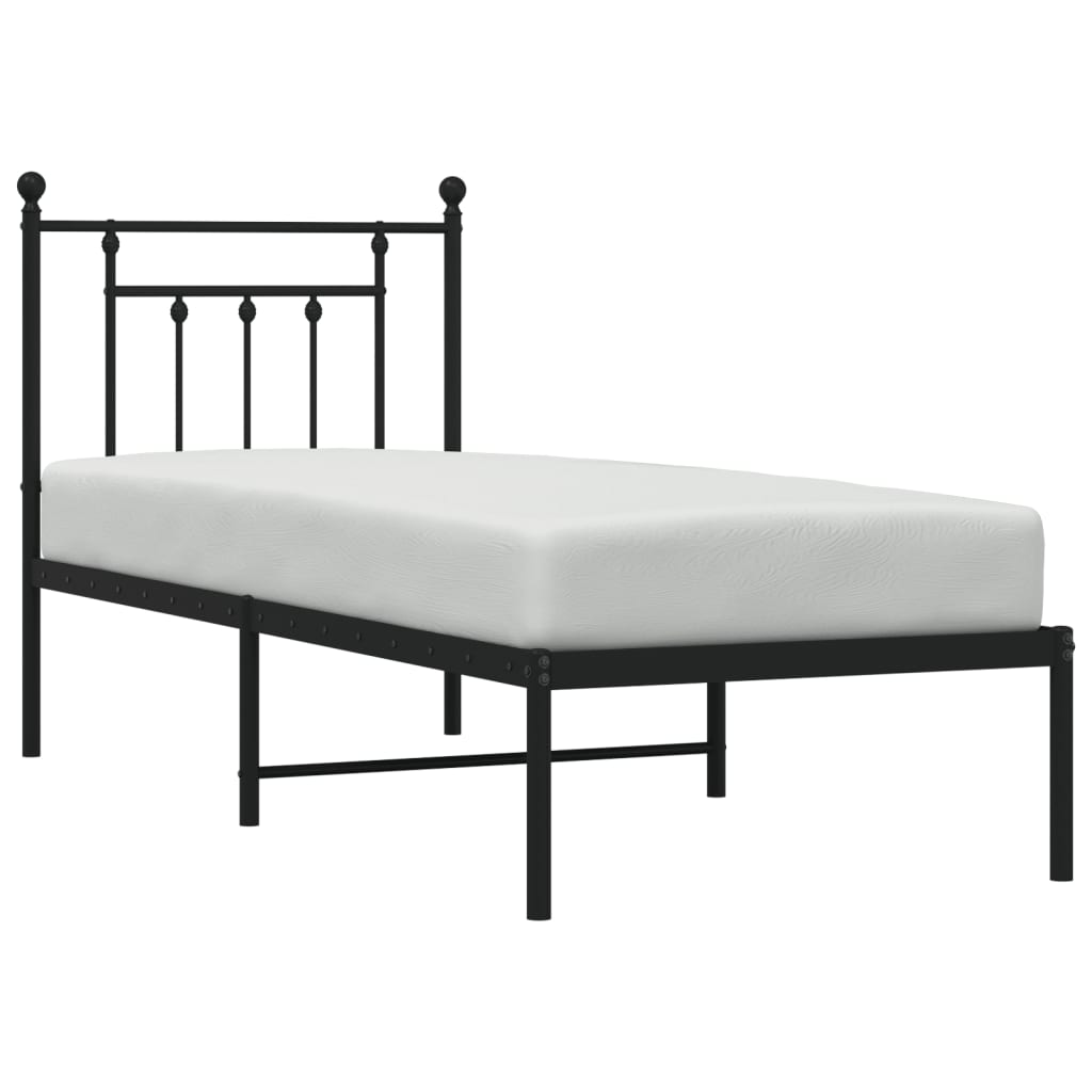 Cadre de lit métal sans matelas avec tête de lit noir 75x190 cm - XIOS