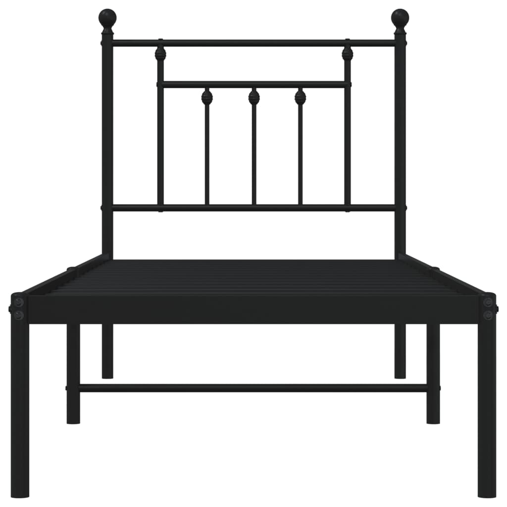 Cadre de lit métal sans matelas avec tête de lit noir 75x190 cm - XIOS