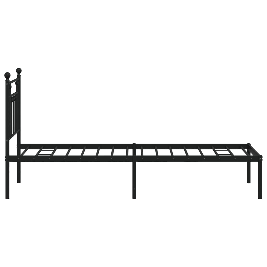 Cadre de lit métal sans matelas avec tête de lit noir 75x190 cm - XIOS