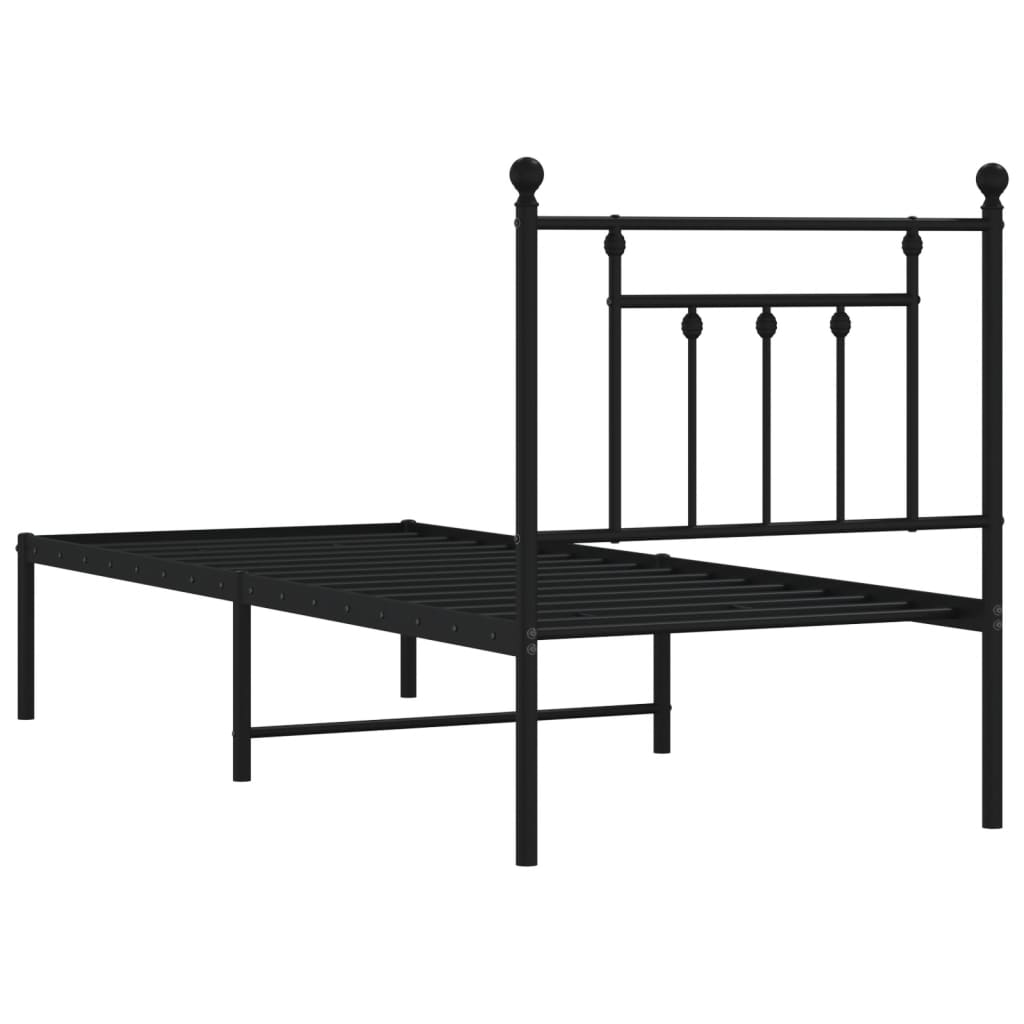 Cadre de lit métal sans matelas avec tête de lit noir 75x190 cm - XIOS