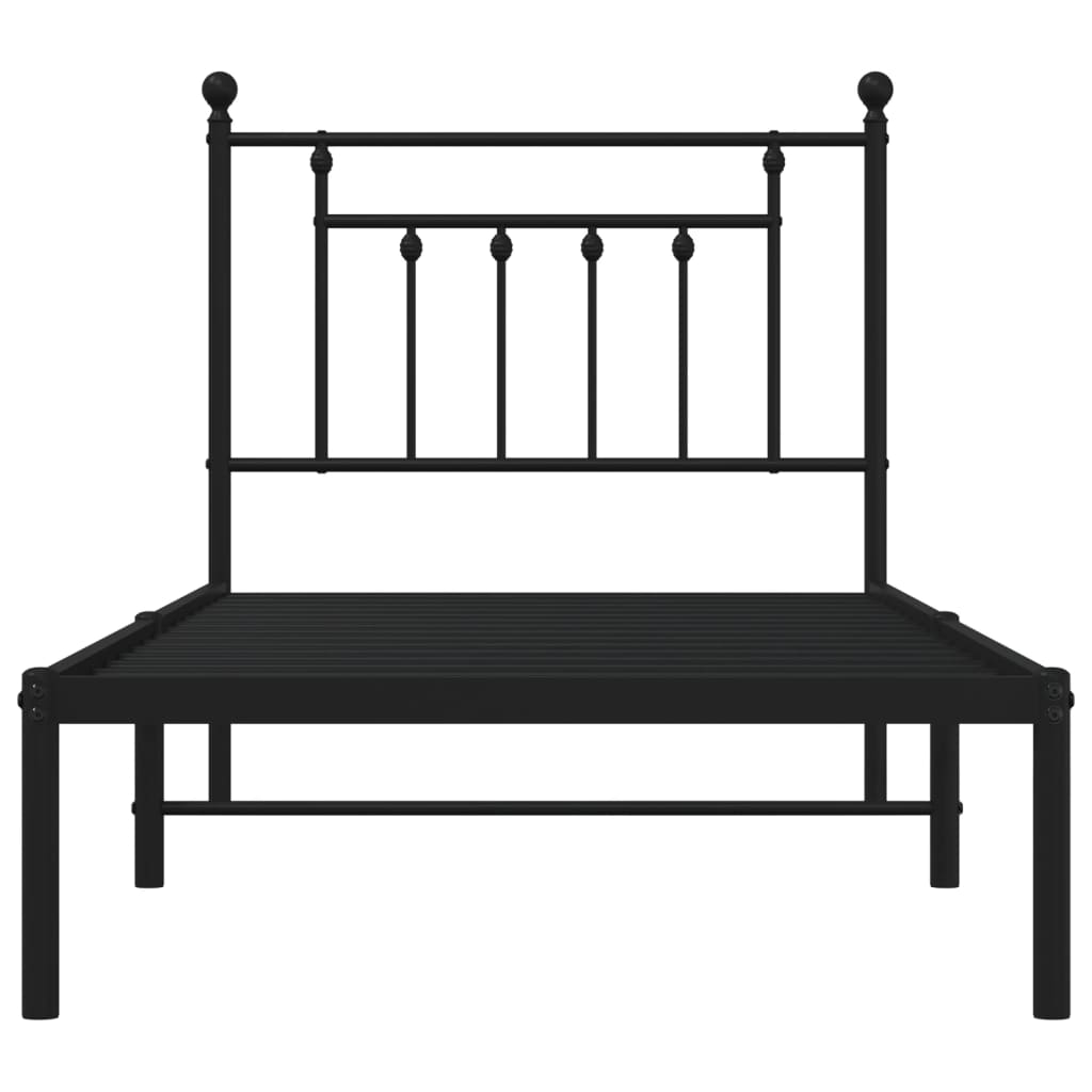 Cadre de lit métal sans matelas avec tête de lit noir 80x200 cm - XIOS