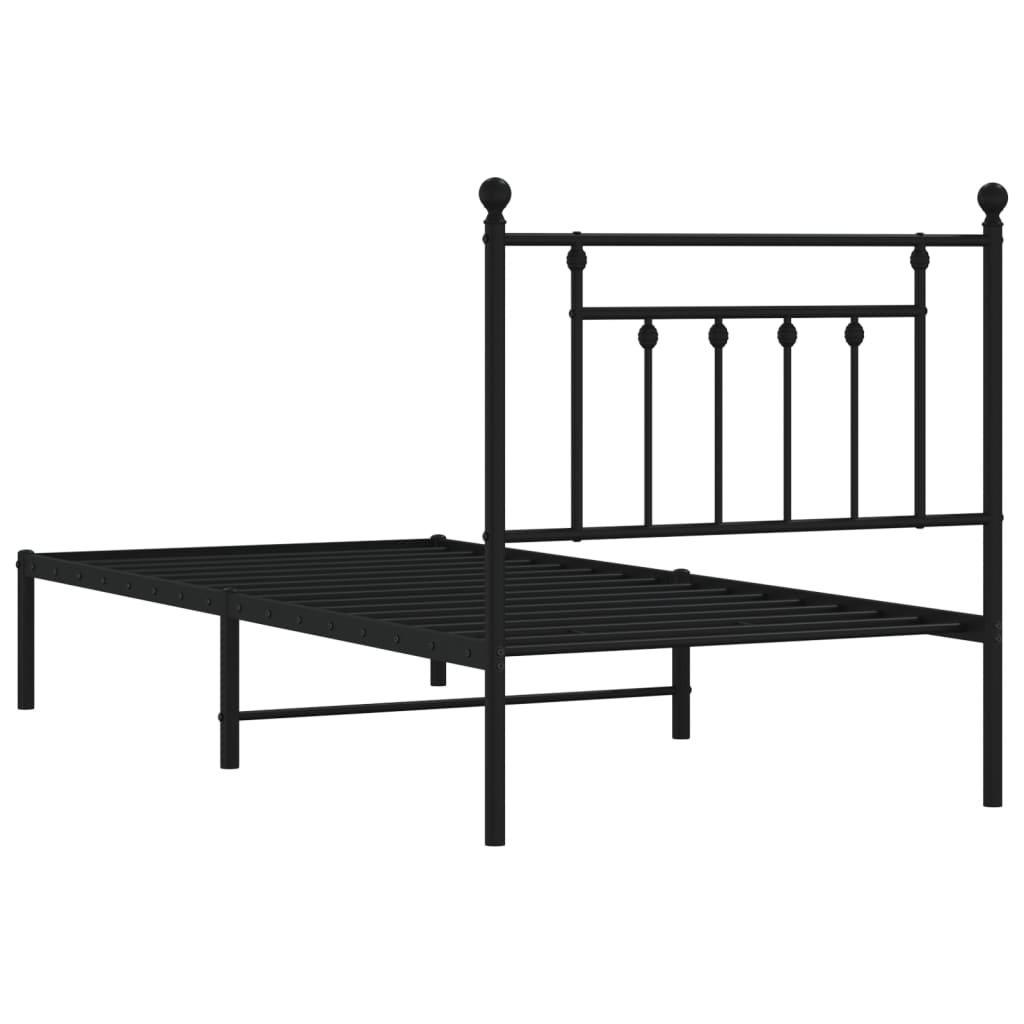 Cadre de lit métal sans matelas avec tête de lit noir 80x200 cm - XIOS