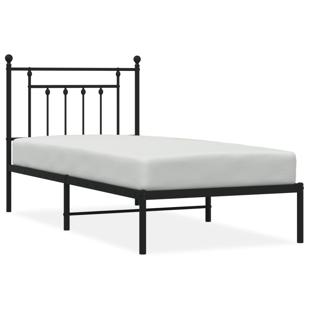 Cadre de lit métal sans matelas avec tête de lit noir 90x190 cm - XIOS