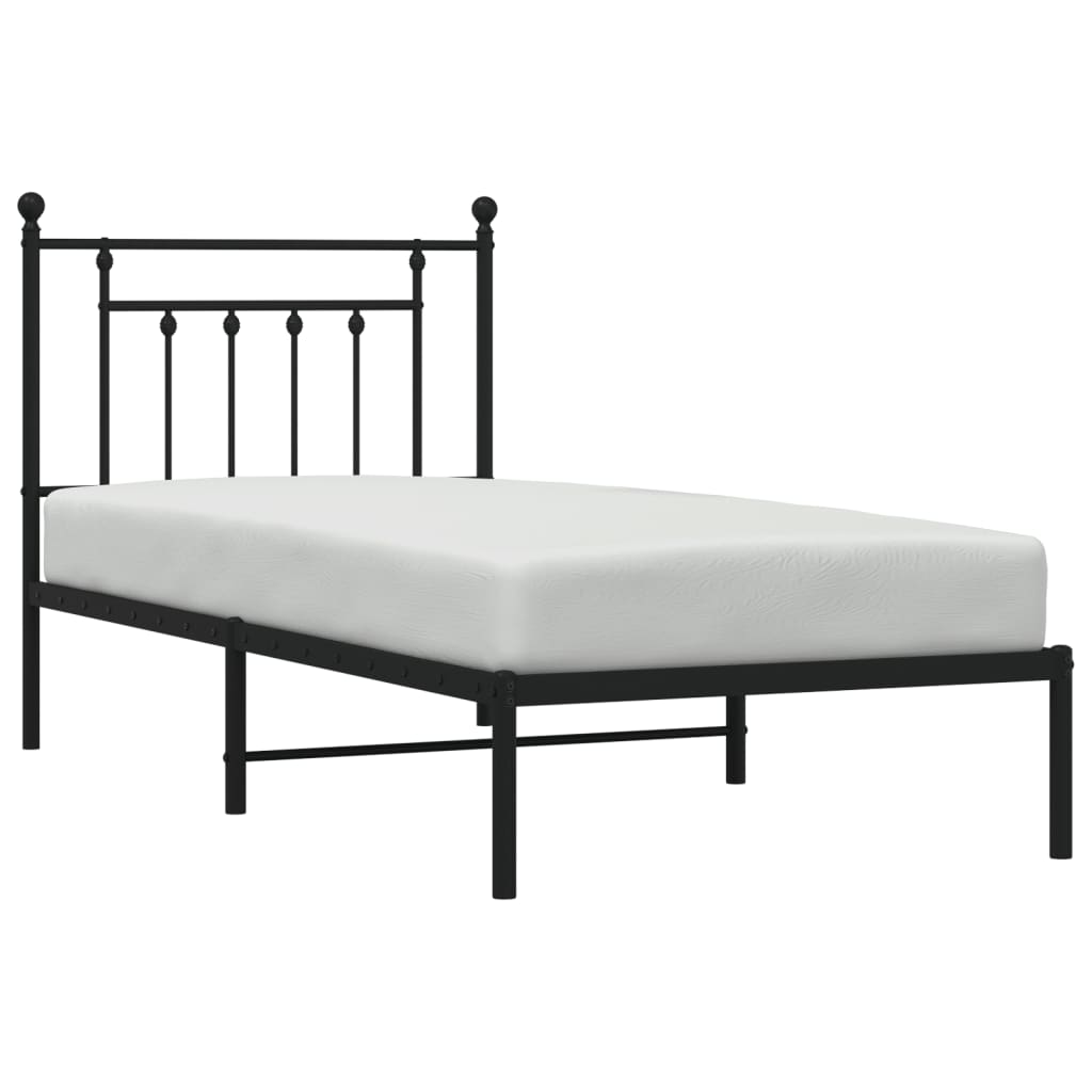Cadre de lit métal sans matelas avec tête de lit noir 90x190 cm - XIOS