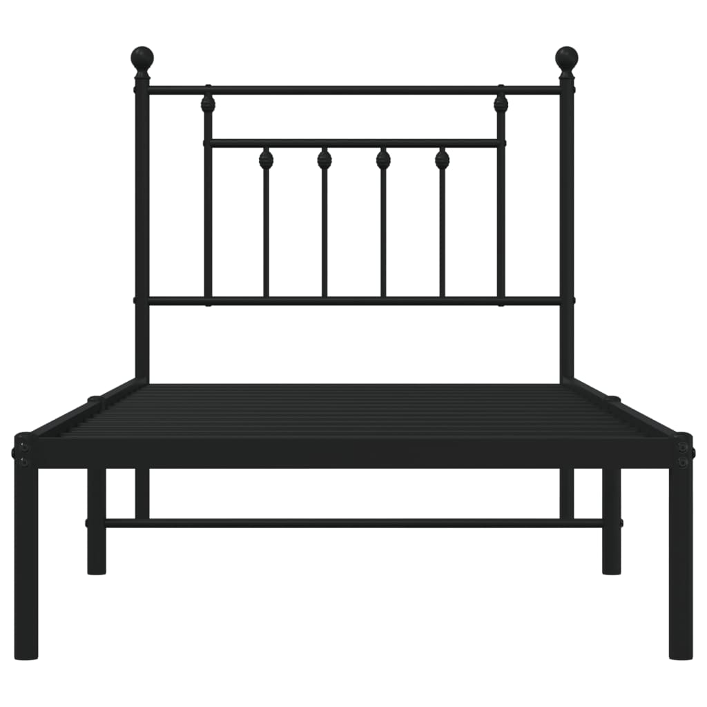 Cadre de lit métal sans matelas avec tête de lit noir 90x190 cm - XIOS