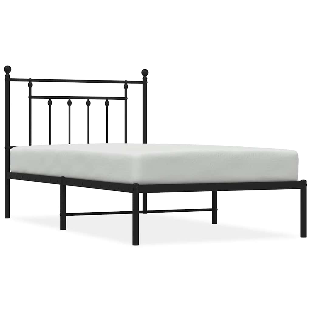 Cadre de lit métal sans matelas avec tête de lit noir 100x190cm - XIOS
