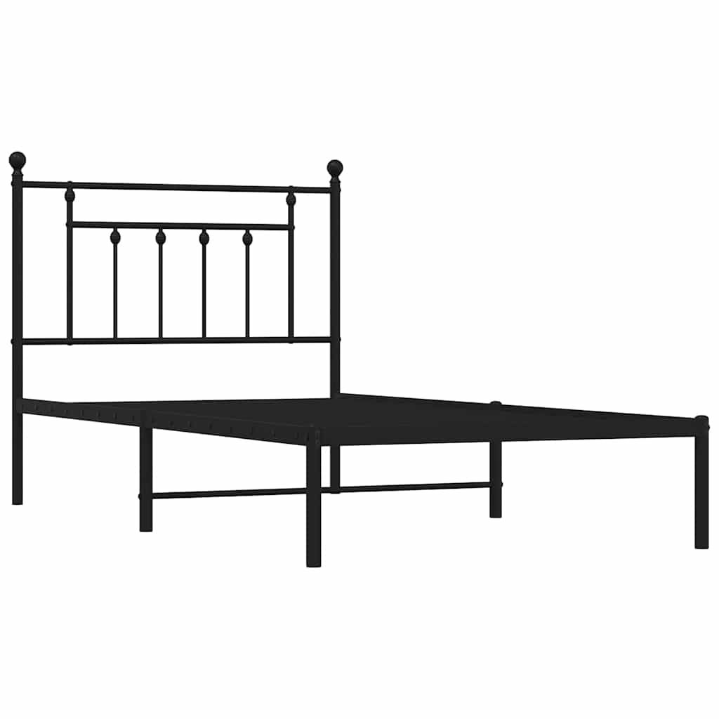Cadre de lit métal sans matelas avec tête de lit noir 100x190cm - XIOS