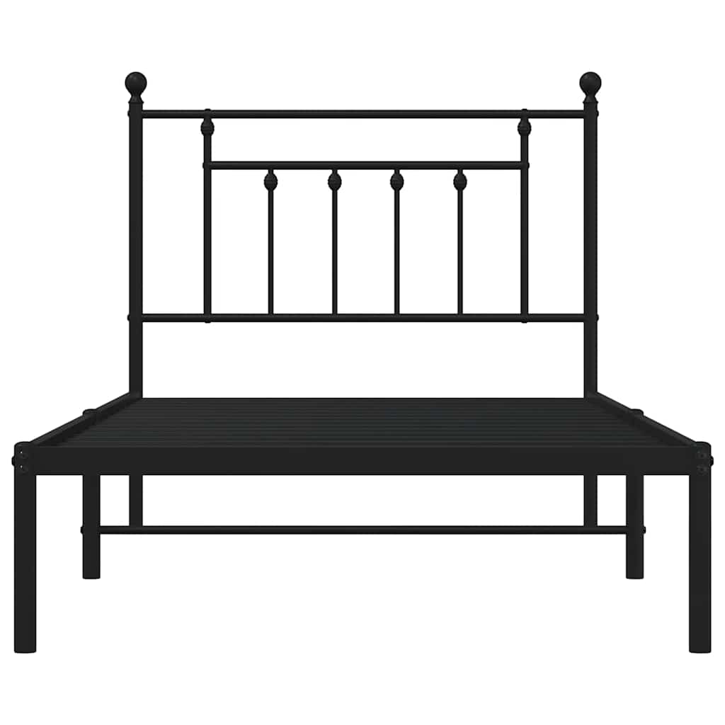 Cadre de lit métal sans matelas avec tête de lit noir 100x190cm - XIOS