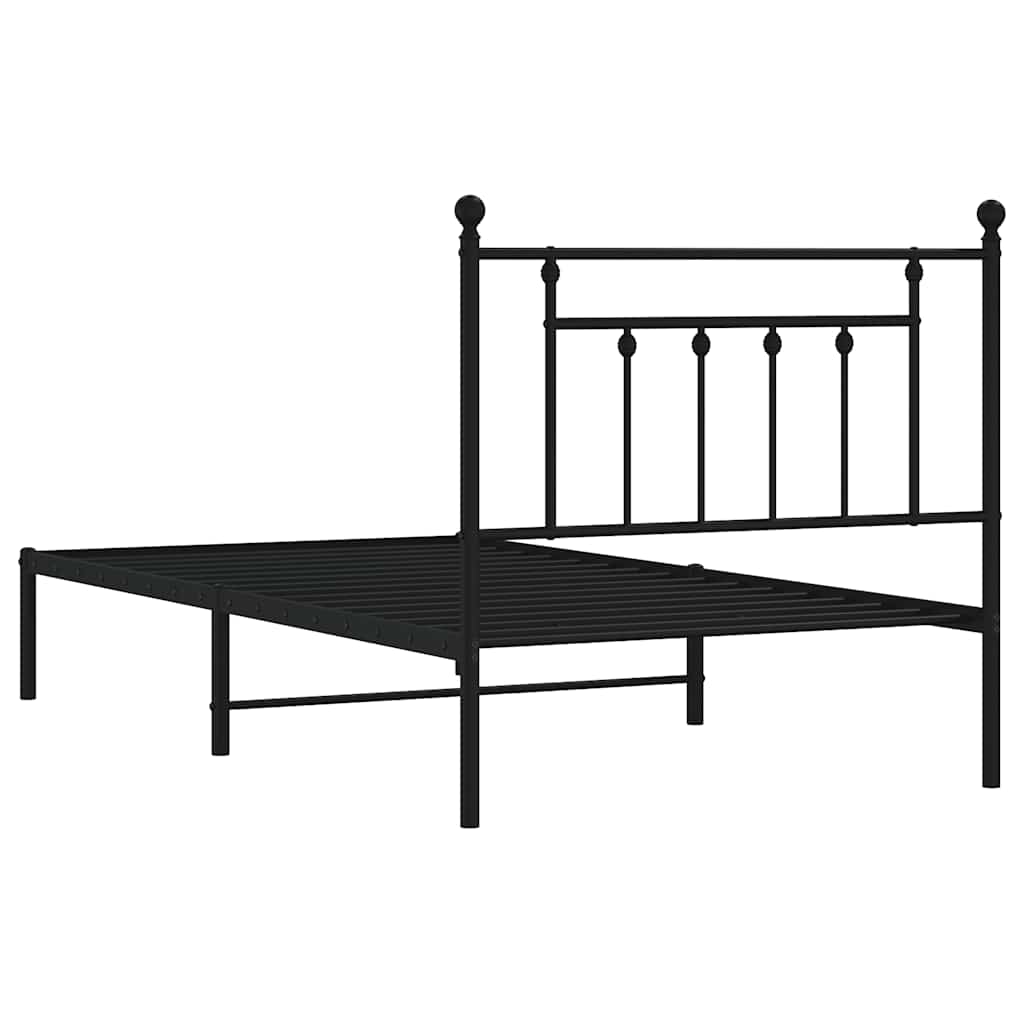 Cadre de lit métal sans matelas avec tête de lit noir 100x190cm - XIOS