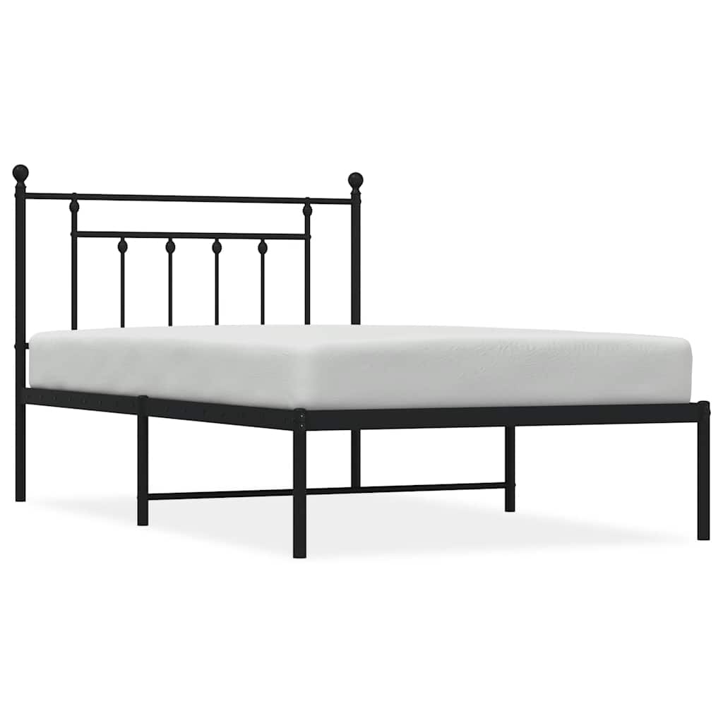 Cadre de lit métal sans matelas avec tête de lit noir 100x200cm - XIOS
