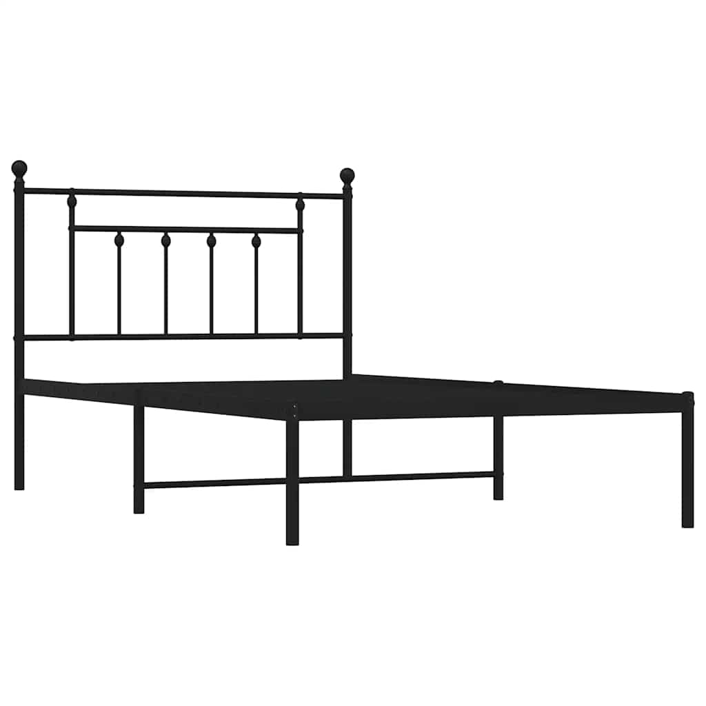 Cadre de lit métal sans matelas avec tête de lit noir 100x200cm - XIOS