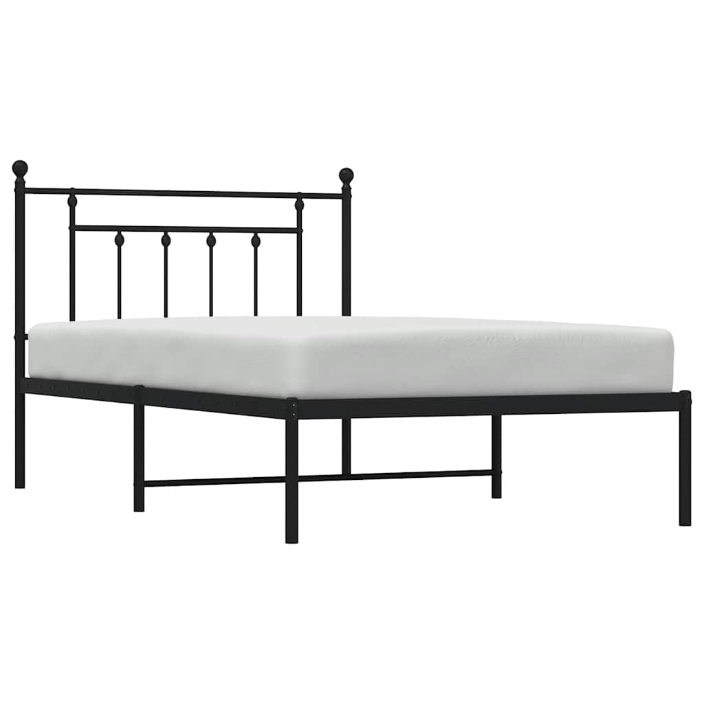 Cadre de lit métal sans matelas avec tête de lit noir 100x200cm - XIOS