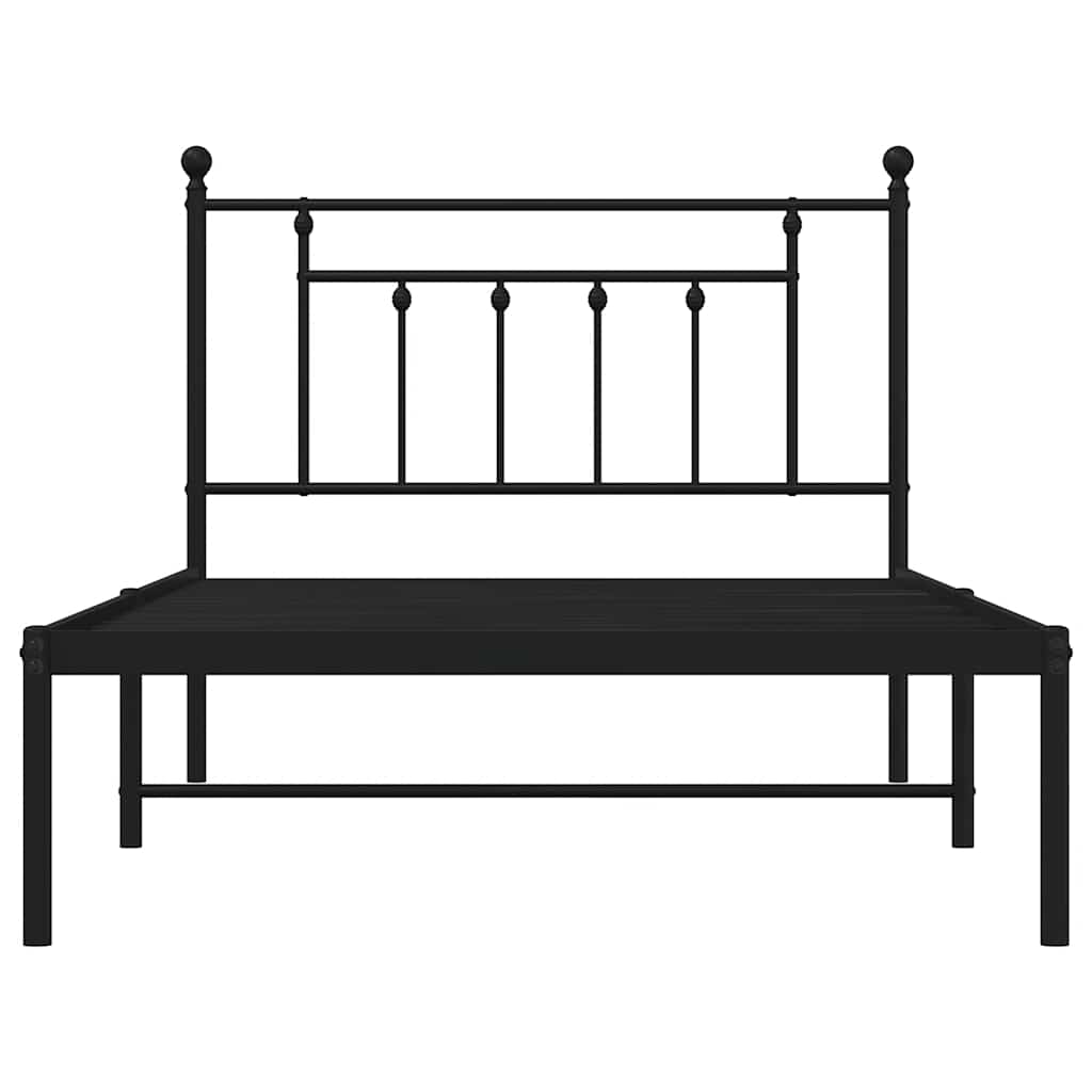 Cadre de lit métal sans matelas avec tête de lit noir 100x200cm - XIOS